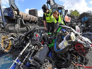 Supporting image for story: 'This is a warning': Watch 10 illegal off-road bikes crushed as police promise crackdown on Sandwell anti-social riders