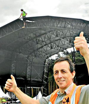 Alastair Semple overseeing the construction of a concert stage at Cannock Chase
