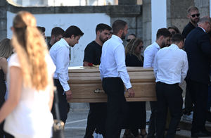 The coffins of Diogo Jota and Andre Silva are brought into the Igreja Matriz de Gondomar in the town of Gondomar near Porto. The Liverpool and Portugal forward died along with his younger brother Andre Silva in the accident in Zamora on Thursday morning. Picture date: Saturday July 5, 2025. PA Photo. Photo credit should read: PA Wire.