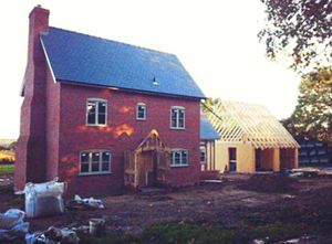 The cottage built by Theo Hodnett and Hannah Jones, during construction