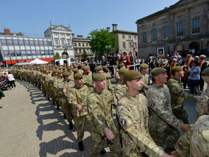Supporting image for story: 3Mercians march through Stafford after Afghanistan tour