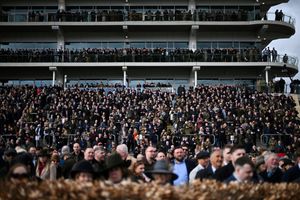 Members of the public fill the stands on the first day of the festival on Tuesday (Photo by JUSTIN TALLIS / AFP) (Photo by JUSTIN TALLIS/AFP via Getty Images)          