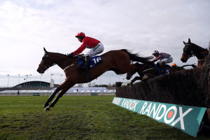 Editeur Du Gite ridden by jockey Joshua Moore clear a fence on their way to winning the Close Brothers Red Rum Handicap Chase during Liverpool NHS Day of the 2021 Randox Health Grand National Festival at Aintree Racecourse, Liverpool. Pic: David Davies/PA Wire for the Jockey Club