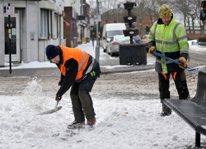 Council workers clear the roads and pavements in Walsall