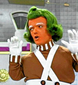 Rusty in his movie role as an Oompa Loompa