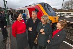 Hayley Williams, customer service assistant, Ceri and Jackie Richards from Shrewsbury, and customer services assistant Lauren Higginson