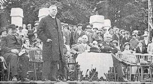 Samuel Parkes Cadman is seen performing the dedication of Ketley Playing Field Gates on September 10, 1935