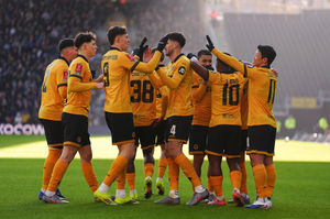 Wolves celebrate their second goal