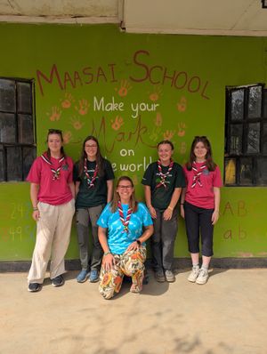 Shropshire Girl Guides Ember Findlay-Mills, Grace Turner, Isla Parry and Poppy Cawkwell with Girl Guides and Brownies leader Melissa Elsey