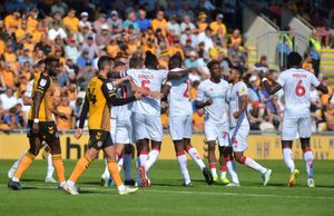 SPORT COPYRIGHT SHROPSHIRE STAR STEVE LEATH 06/08/2022..Newport County AFC V Walsall.   W: celebrate a goal.
