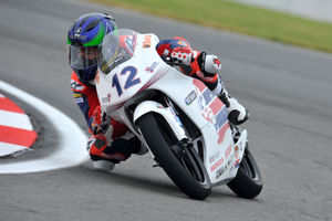 Ross Turner bounced back from a bad crash in practice in the British Talent Cup. Picture: Ian Ward