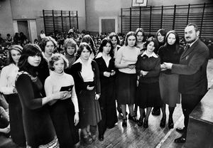 March 11, 1977: Thirteen girls from Hill Top High School, West Bromwich, received adult St John Ambulance Brigade first aid certificates. The girls prepared for the certificates on a course at West Bromwich College of Commerce and Technology under the instruction of Mrs Christine Musgrove. They are pictured here showing their certificates to Mrs Musgrove and senior master Mr Eric Holt.


