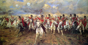 A famous painting depicting the charge of the Royal Scots Greys at Waterloo