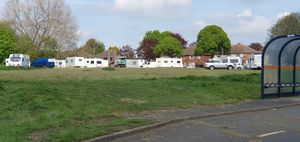 More than 25 caravans could be seen on Delves Green