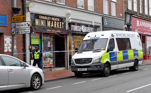 The scene on High Street, Cradley Heath, after a police incident.