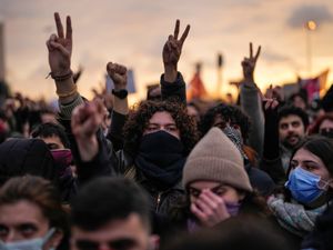 People protesting in Istanbul