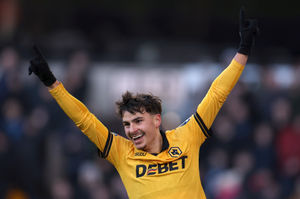 Delight for Rodrigo Gomes after his goalscoring return Photo by Brett Patzke - WWFC/Wolves via Getty Images)