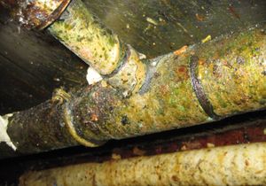 Dirty pipework at Calif Bar, Wolverhampton. Photo: Wolverhampton Council
