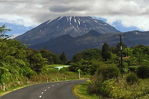 The dormant volcano, Mount Taranki, which dominates the New Plymouth's skyline