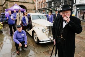 Winston Churchill impersonator Winstan, played by Stan Streather, volunteered his time to support the relaunch event of Shropshire Mental Health Support (MHS), formerly known as Shropshire Mind