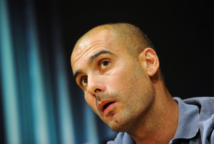 Pep Guardiola before the UEFA Super Cup final in 2011. (Image by SEBASTIEN NOGIER/AFP via Getty Images)