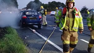 Firefighters tackling the incident. Picture: Ellesmere Fire Station
