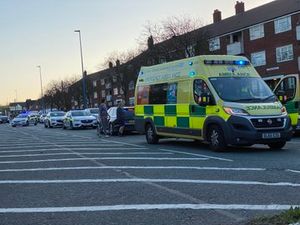 Emergency services at the scene in Dudley Port, in Tipton. Photo: John Kennett