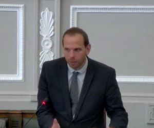 Birmingham Green Party councillor Julien Pritchard at a full council meeting on June 17, 2025. Taken from webcast.