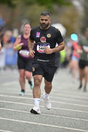 Bulla Dhillon running in Manchester Marathon