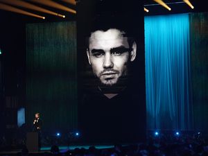 A video montage in memory of Liam Payne is played during The Brit Awards 2025 at London’s O2 Arena