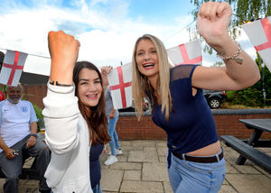Amy Mitchell and Leighana Bethell fly the flag for England in Albrighton