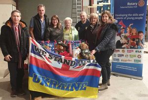 Members of the group show their support for soldiers in Ukraine