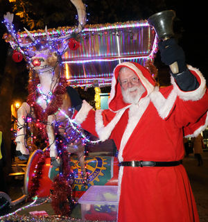 Peter Love as Santa at a past Shrewsbury Christmas lights switch on