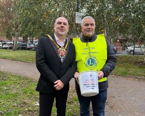 The Mayor of Wolverhampton, Cllr Craig Collingswood with Stuart Richmond from Willenhall and Bilston Lions Club