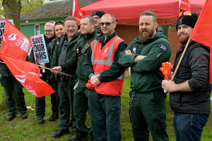 Jason Kirkham (wearing glasses) said the strike was necessary to tell the government that the proposed rise was not sufficient