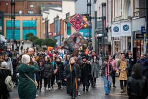 Tereza Bushkova’s Hidden Hands of Walsall project takes to the High Street for a procession as part of a commission with Walsall Makes - a partnership with Walsall Council, One Walsall and Urban Hax.
Image by Dee Patel