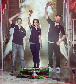 Sheryl Prior from Wolverhampton with fellow Carbide team members David Moulds, right, and Sam Smith, left. Picture: robotwars.tv