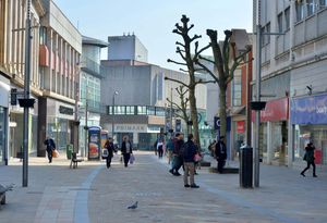 All quiet – Wolverhampton’s Dudley Street has lost its normal bustle during lockdown