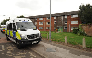 Police and forensic teams at the the flats in Bloxwich Road South, Willenhall