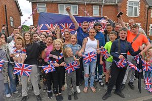 Oakland road, Bloxwich VE Day street party. Pictured centre is organiser Stacey Sargent.