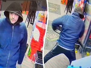 Supporting image for story: Watch: Moment bungling burglar traps himself inside West Midlands shop after stealing beer and chocolates