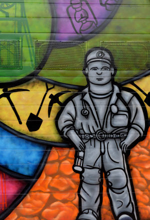 The colourful murals painted on Cannock Market Hall