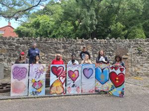 Students practising their graffiti skills as part of the Ironbridge Gorge Museum Trust project
