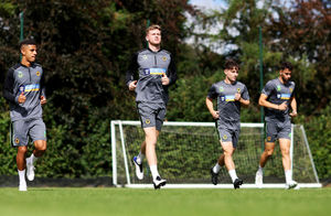Joe Hodge training alongside Chem Campbell, Nathan Collins and Max Kilman (Getty)
