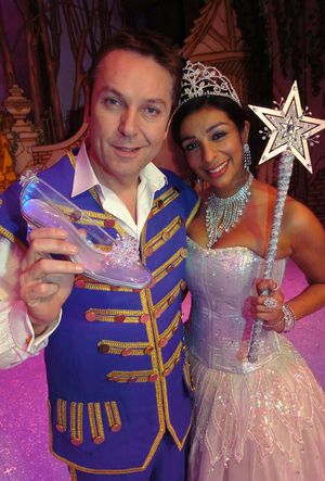 Brian Conley as Buttons and Shobna as the Fairy Godmother in the 2006 Birmingham Hippodrome pantomime