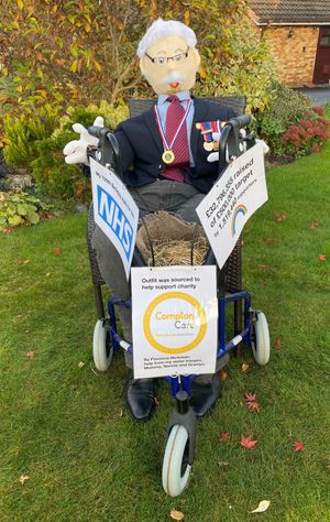 Captain Sir Tom Moore was honoured as one of the scarecrows by Florence Hickman and her family