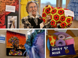 Supporting image for story: Dresses, tea cosies and Dairy Milk: Impressive creativity on display at textile contest to honour Shrewsbury heritage