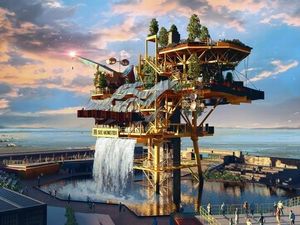 Supporting image for story: Weston-super-Mare monster floats in to fill former Tropicana pool