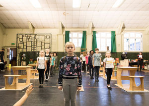 Matilda cast members during their first day of rehearsals. Pic: Helen Maybanks