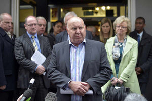 Paul Thrupp, son of Birmingham pub bombings victim Trevor Thrupp, speaks to the media after today's hearing